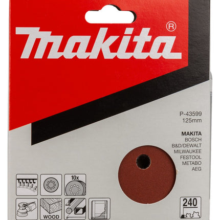 Makita Schuurschijf 125mm K240 Red Velcro – P-43599