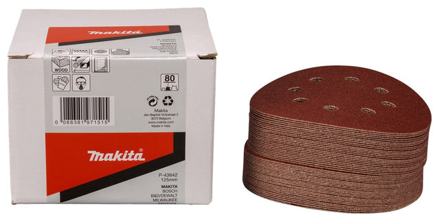 Makita Schuurschijf 125mm K80 Red Velcro – P-43642