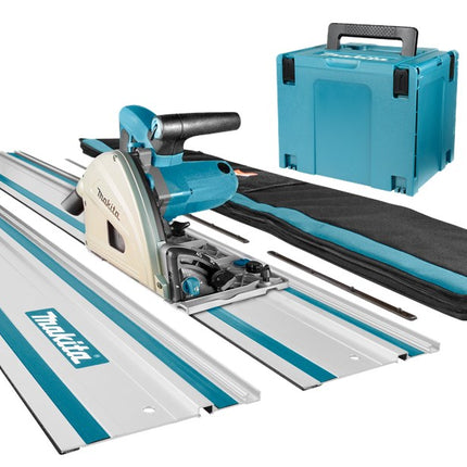 Makita SP6000J1X2 230V Invalcirkelzaag 165mm 2 Geleiderails 230V Set met Geleiderail in Foudraal