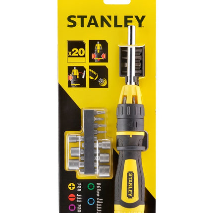 STANLEY MULTIBIT SCHROEVENDRAAIER MET RATEL 20-DELIG
