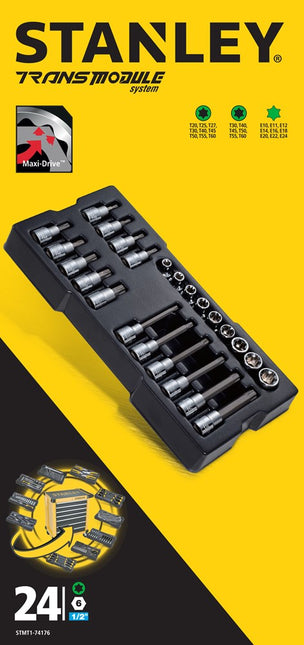 Stanley Transmodule TORX Bitset 1/2" Zeskant 24-Delig – STMT1-74176