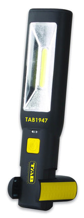 TAB1947 COB-LED looplamp met zaklamp, accu, 2 ophanghaken, magneten, zwenkende voet, USB