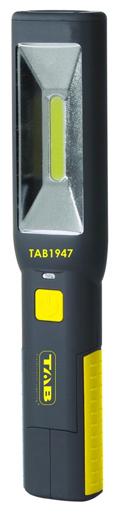 TAB1947 COB-LED looplamp met zaklamp, accu, 2 ophanghaken, magneten, zwenkende voet, USB