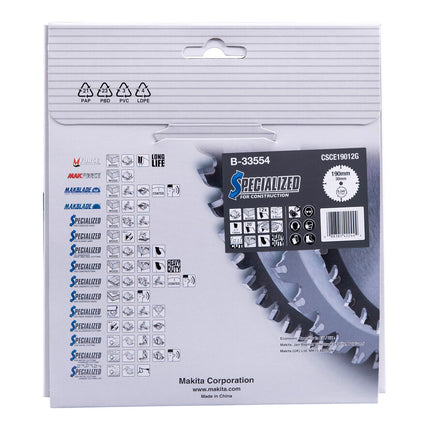 Makita HM Specialized Zaagblad 190x2.6x30mm 12T - B-33554