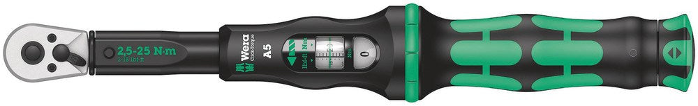 Click-Torque A 5 draaimomentsleutel met omschakelratel, 1/4 duim vierkant, 2.5 - 25 Nm