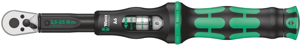 Click-Torque A 6 draaimomentsleutel met omschakelratel, 1/4 duim zeskant, 2.5 - 25 Nm