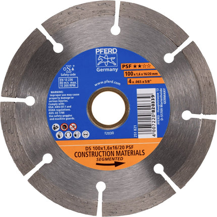 Afbeelding PFERD TOOLS diamant-doorslijpschijven voor de bouwindustrie, uitvoering gesegmenteerd psf DS 100x1,6x16/20 START