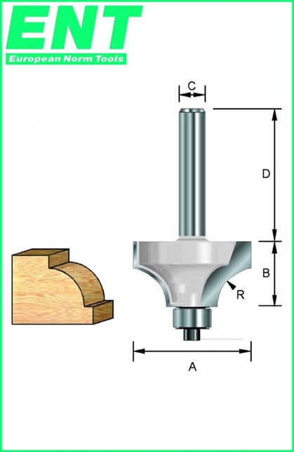 ENT Kwartrondfrees R=8mm + Lager D=8mm – 7909812