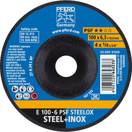 Afbeelding PFERD TOOLS afbraamschijf staal/rvs E PSF STEELOX