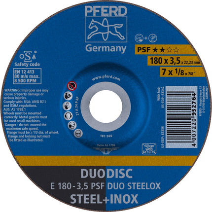 Afbeelding PFERD TOOLS slijpschijf E PSF DUO STEELOX