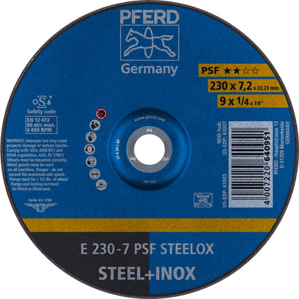 Afbeelding PFERD TOOLS afbraamschijf staal/rvs E PSF STEELOX