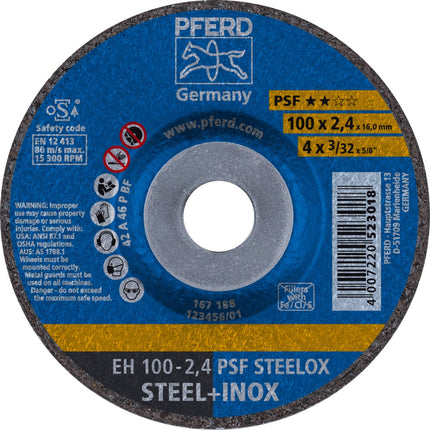 Afbeelding PFERD TOOLS doorslijpschijf, rvs EH/EHT PSF STEELOX