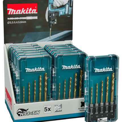 MAKITA METAALBOORSET 5-DELIG (DISPLAY 12 STUKS)