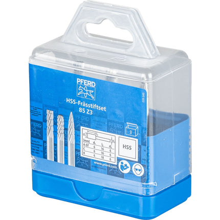 Afbeelding PFERD TOOLS hss-stiftfrezenset, vertanding 3 SET 85 Z3 3TLG