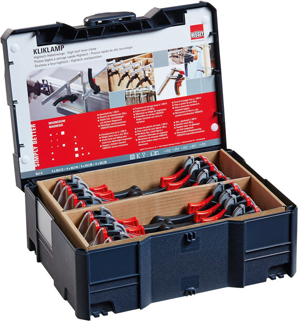 BESSEY KOFFER 16-DELIG MET 4 X KLI12/16/20/25