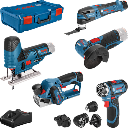 Bosch Combiset 12V 5-Toolkit GSR FC + GOP + GHO + GWS + GST - 0615A0017D