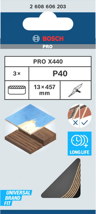 Bosch PRO X440 Schuurband 13x457mm K40 3st - 2608606203
