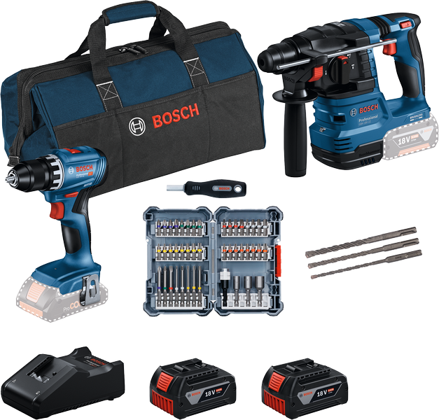 Bosch Combiset 18V 2-Toolkit GSR Boorhamer + GBH Schroevendraaier - 0615V0003D