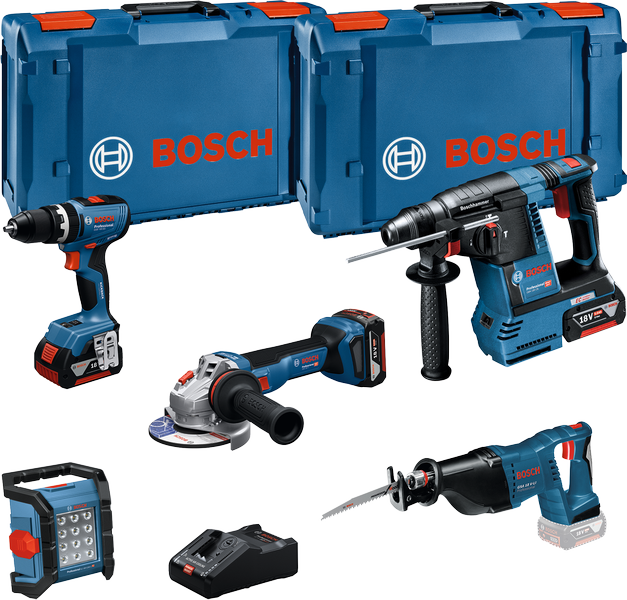 Combiset 18V 5-Toolkit GSB + GBH + GWS + GSA + GLI in L-Boxx - 0615A5007S