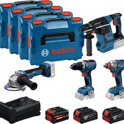 Bosch ACCUTOOLKIT COMBISET 18V GSR+GDX+GBH+GWS+2x5+1xEXBA5.5+1