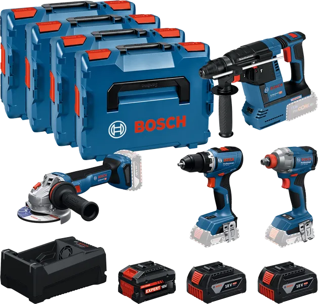 Bosch ACCUTOOLKIT COMBISET 18V GSR+GDX+GBH+GWS+2x5+1xEXBA5.5+1