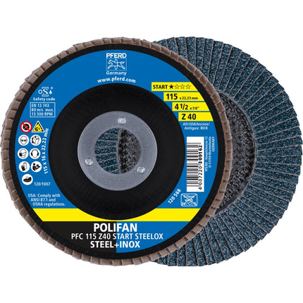 Afbeelding PFERD TOOLS polifan-lamellenschijven zirkoniumkorund z start steelox ???? PFC 115 Z 40 Z-START