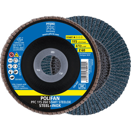 Afbeelding PFERD TOOLS polifan-lamellenschijven zirkoniumkorund z start steelox ???? PFC 115 Z 60 Z-START