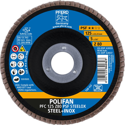 Afbeelding PFERD TOOLS polifan-lamellenschijven zirkoniumkorund z psf steelox ???? PFC 125 Z80 PSF STEELOX (5)