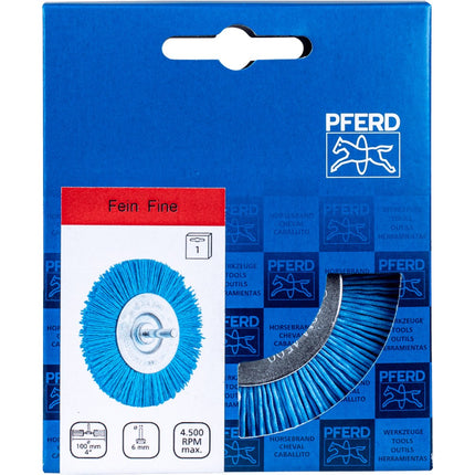 Afbeelding PFERD TOOLS ronde borstels ongetordeerd voor boormachines, universeel op stift POS RBU 10010/6 BLUE 180 UNIVERSAL (1)