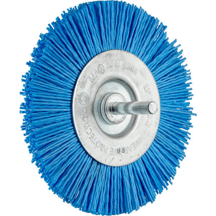 Afbeelding PFERD TOOLS ronde borstels ongetordeerd voor boormachines, universeel op stift POS RBU 10010/6 BLUE 180 UNIVERSAL (1)
