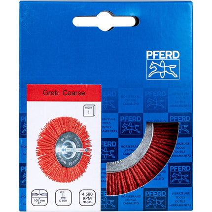 Afbeelding PFERD TOOLS ronde borstels ongetordeerd voor boormachines, universeel op stift POS RBU 10010/6 RED 80 UNIVERSAL (1)