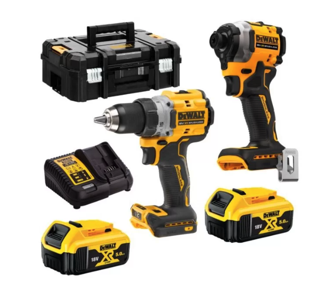 DeWALT DCK2051P2T-QW 18V XR Brushless Twin Kit met DCD800 + DCF850 2X 5.0Ah Accu in TSTAK