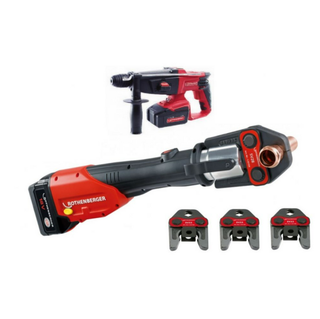 Rothenberger Romax 4000-Set Accu Persmachine met Boorhamer en Bekken - 1000002283