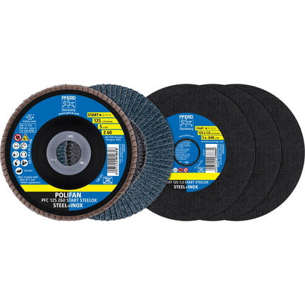 Afbeelding PFERD TOOLS doorslijp- en lamellenschijvensets steelox SET 125 START STEELOX (EHT 1,0/PFC Z60)