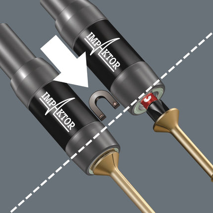 <b>Impaktor houder met ringmagneet</b><br/>De Impaktor houder met ringmagneet houdt extra lange en zware schroeven stevig vast. Hiermee wordt het razendsnel en veilig aanzetten van de schroef mogelijk. Ideaal voor het werken boven het hoofd. Zou de magneet niet nodig zijn bijv. bij werken met metaal