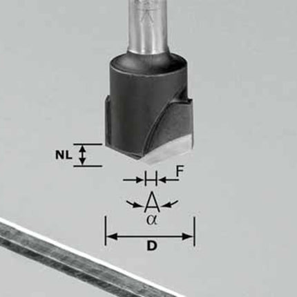 V-groeffrees HW schacht 8 mm HW S8 D18-135° (Alu)