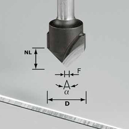 V-groeffrees HW schacht 8 mm HW S8 D18-90° (Alu)